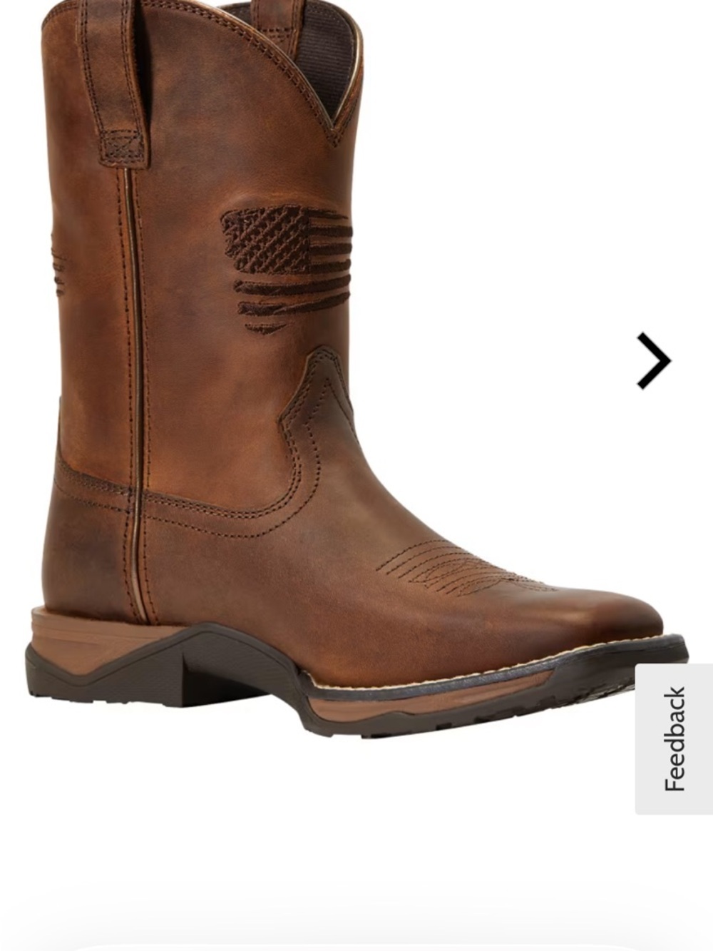 Ariat Brown Leather Western Pull-On Work Boot Kids size 9